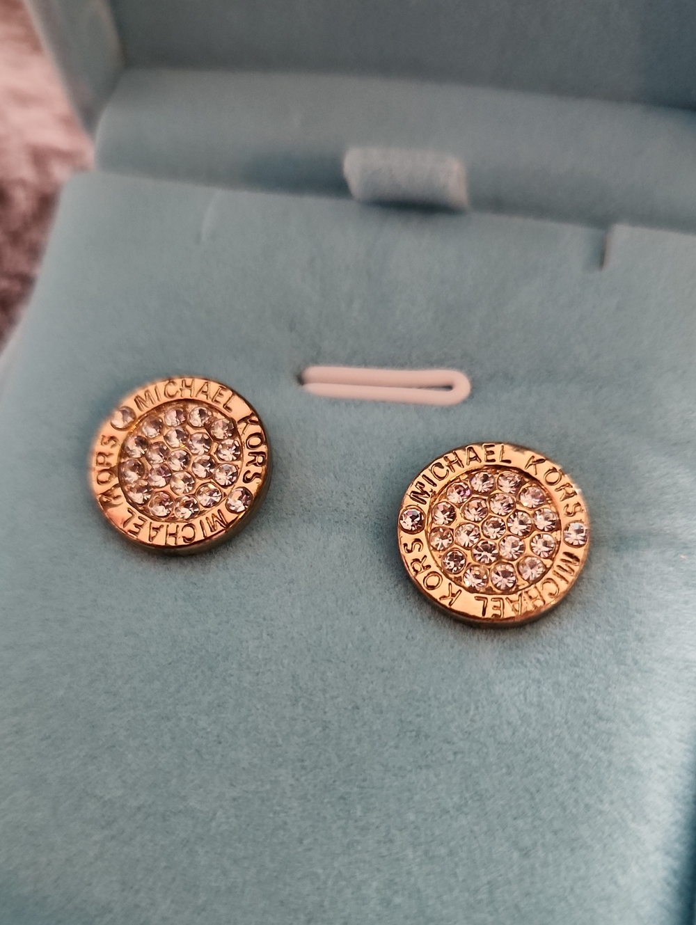 Michael Kors Earrings With A Gold-tone Disc Design With Pavé-set Crystals